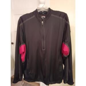 Sun Mountain Men's Rainflex LT  1/4 Zip Golf Pullover Jacket Black/Red Large EUC